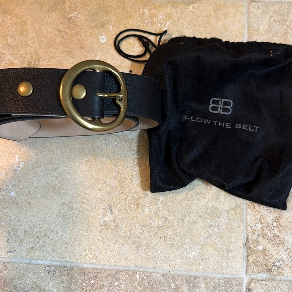 Black genuine leather belt